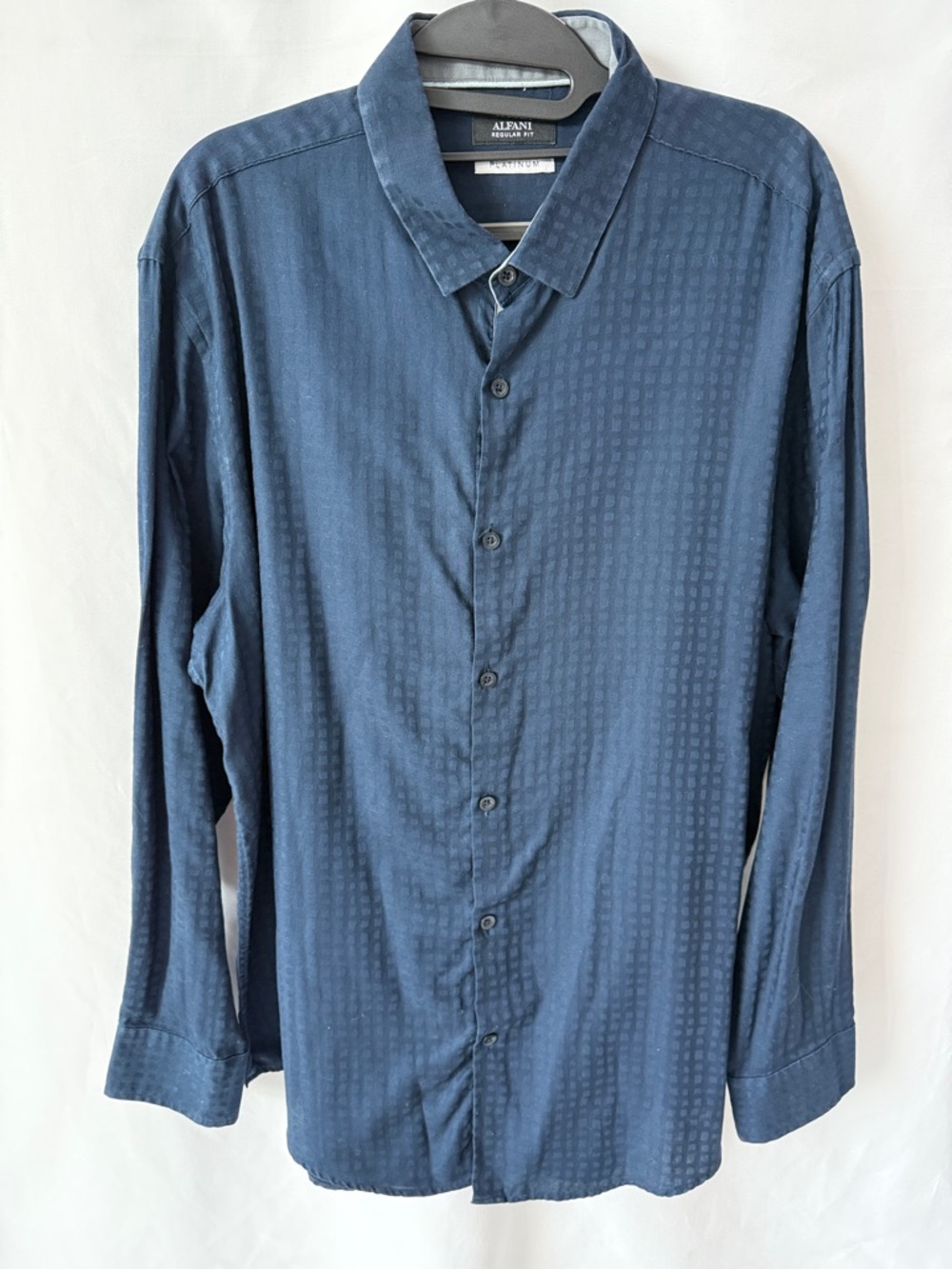 Alfani Men’s Navy Textured Button-Up Dress Shirt
